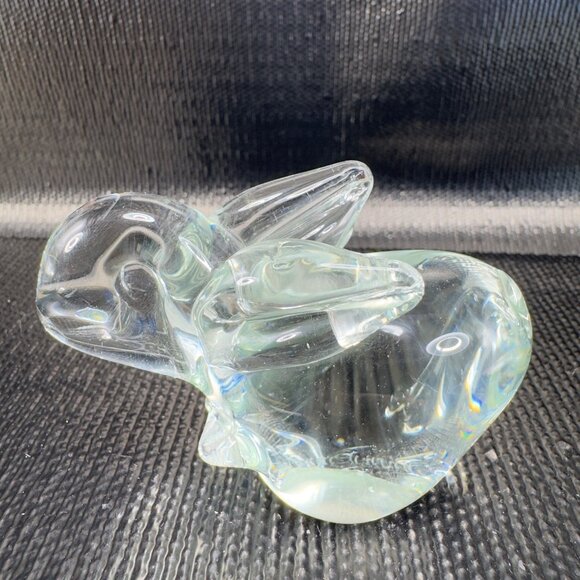 1980s Clear Bunny Rabbit Small Glass Figurine Decorative Vintage Figure Decor - Picture 9 of 11